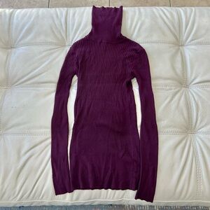 Max Studio Rich Purple Ribbed Turtleneck Sweater